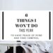 things I won't be doing this year